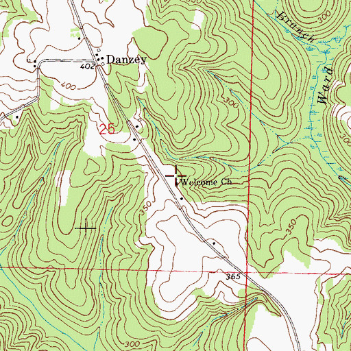 Topographic Map of Welcome Church, AL