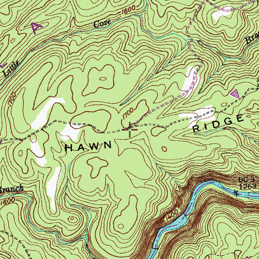 Topographic Map of Hawn Ridge, TN