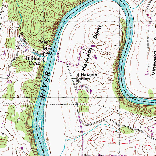 Topographic Map of Haworth Cemetery, TN