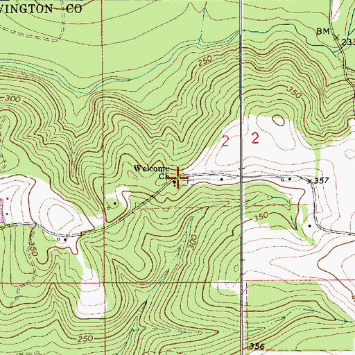 Topographic Map of Welcome Church, AL