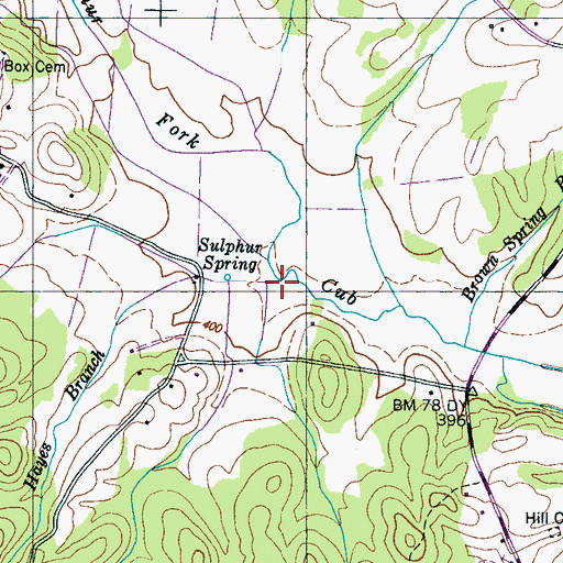 Topographic Map of Hayes Branch, TN