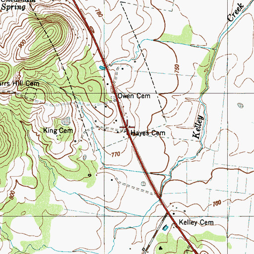Topographic Map of Hayes Cemetery, TN