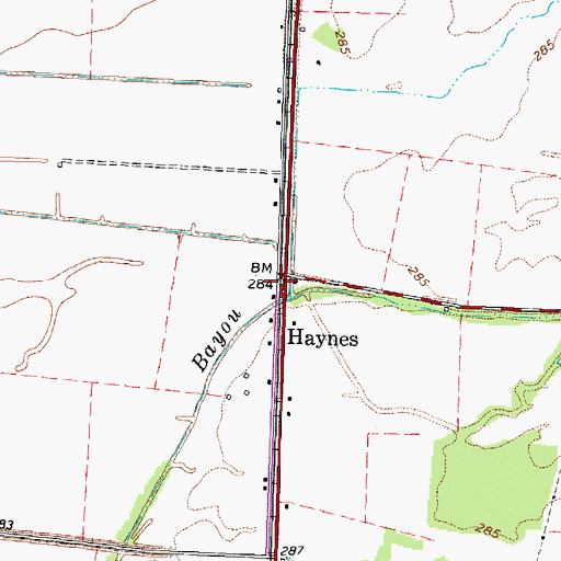 Topographic Map of Haynes, TN