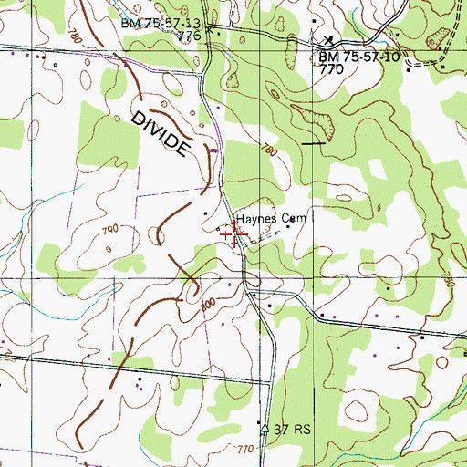 Topographic Map of Haynes Cemetery, TN