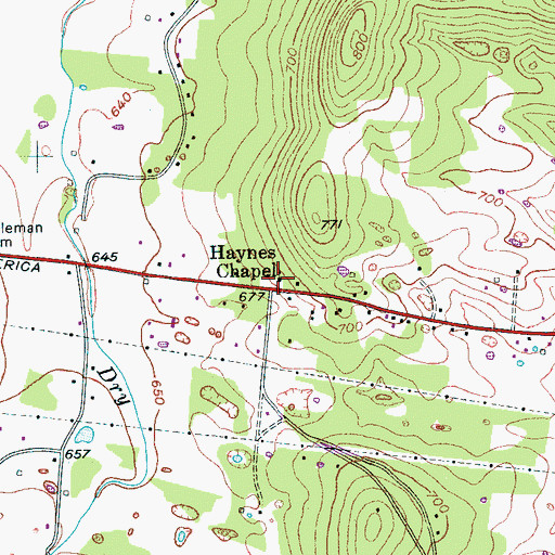 Topographic Map of Haynes Chapel, TN