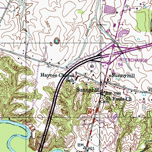 Topographic Map of Haynes Chapel School, TN