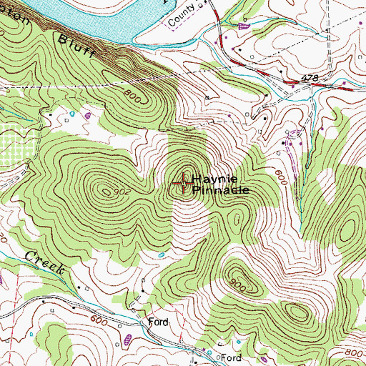 Topographic Map of Haynie Pinnacle, TN