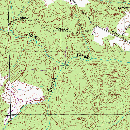 Topographic Map of Haypen Branch, TN