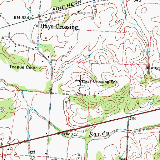 Topographic Map of Hays Crossing School, TN