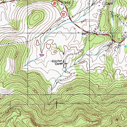 Topographic Map of Hayter Cemetery, TN
