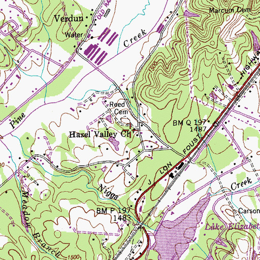 Topographic Map of Hazel Valley Church, TN