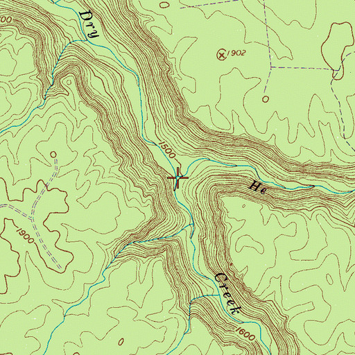 Topographic Map of He Creek, TN