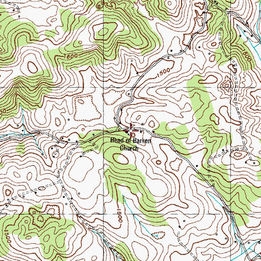 Topographic Map of Head of Barren Church, TN
