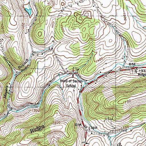 Topographic Map of Head of Barren School, TN
