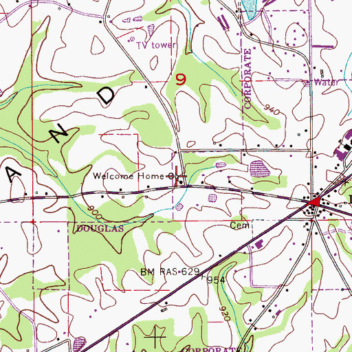 Topographic Map of Welcome Home Church, AL
