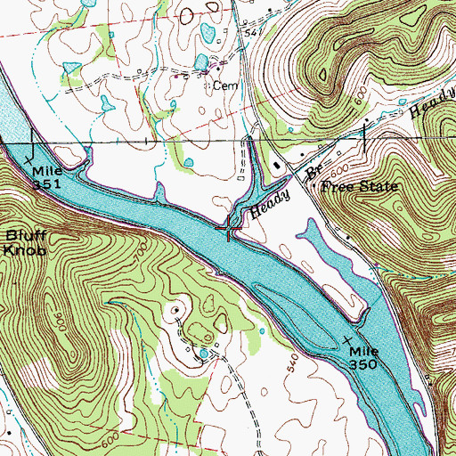 Topographic Map of Heady Branch, TN