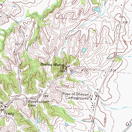 Topographic Map of Healing Mission Church, TN