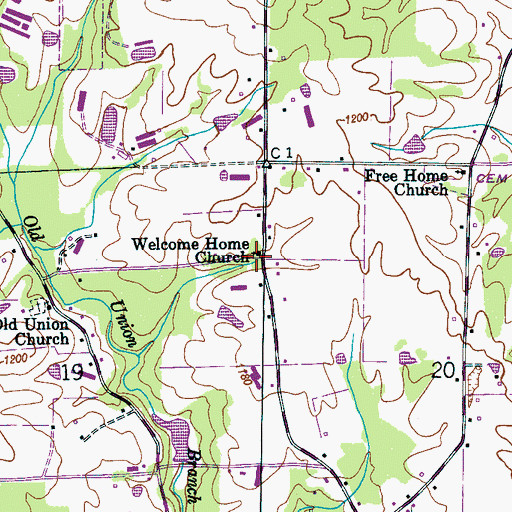 Topographic Map of Welcome Home Church, AL