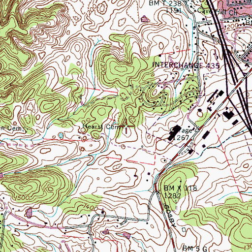 Topographic Map of Hearst Cemetery, TN