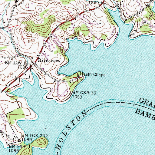 Topographic Map of Heath Chapel, TN