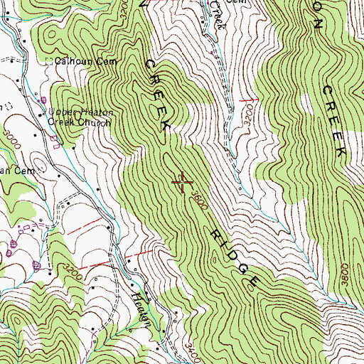 Topographic Map of Heaton Creek Ridge, TN