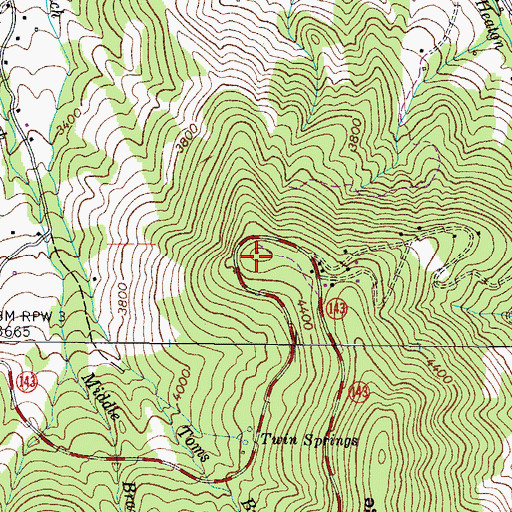 Topographic Map of Heaton Ridge, TN