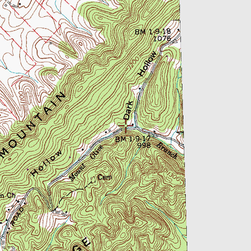 Topographic Map of Heavenly Hollow, TN