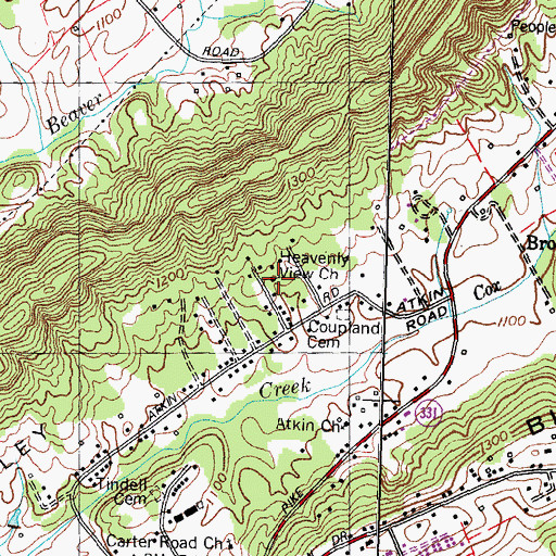 Topographic Map of Heavenly View Church, TN