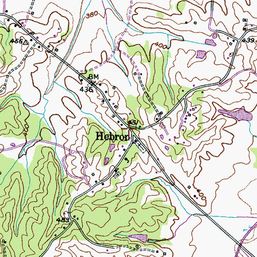 Topographic Map of Hebron, TN