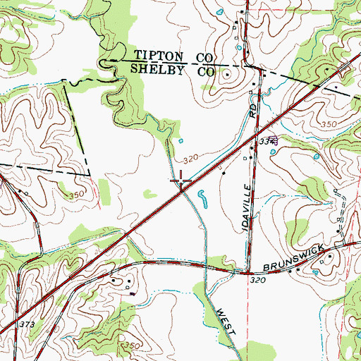 Topographic Map of Hebron Branch, TN