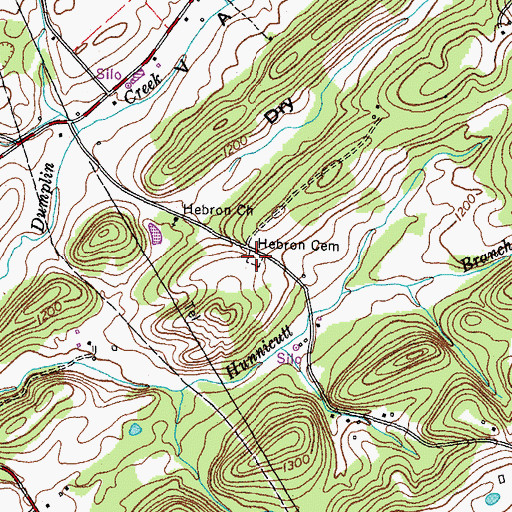 Topographic Map of Hebron Cemetery, TN