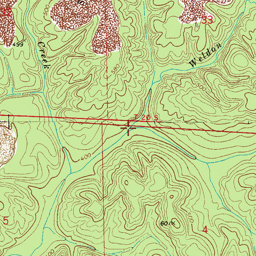 Topographic Map of Weldon Creek, AL