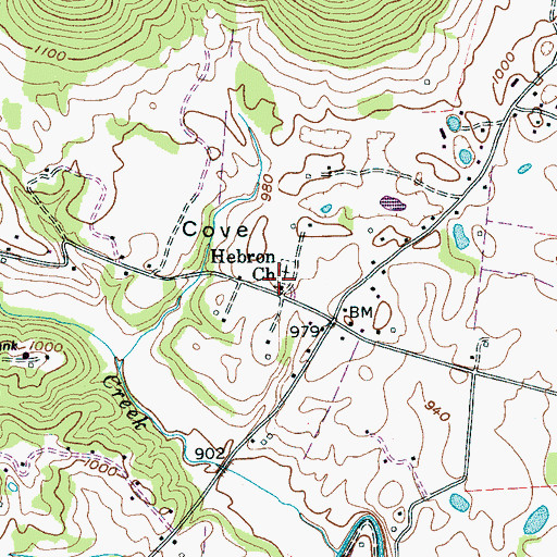Topographic Map of Hebron Church, TN