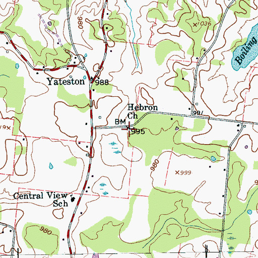 Topographic Map of Hebron Church, TN