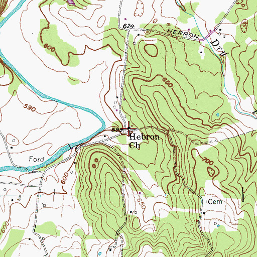 Topographic Map of Hebron Church, TN