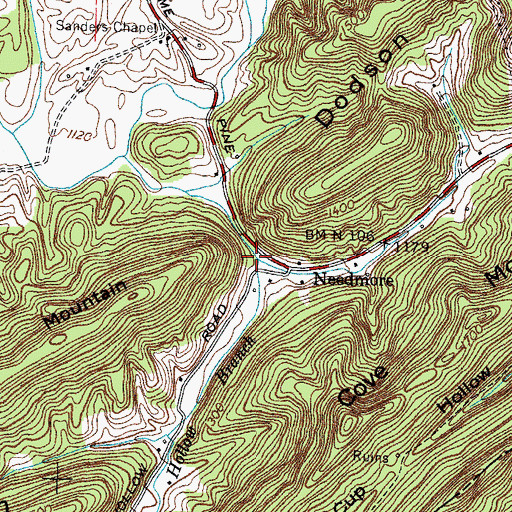 Topographic Map of Heck Hollow Branch, TN