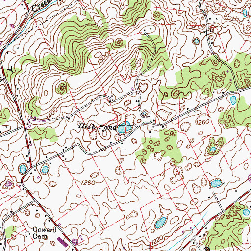 Topographic Map of Heck Pond, TN