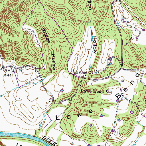 Topographic Map of Hedge Cemetery, TN