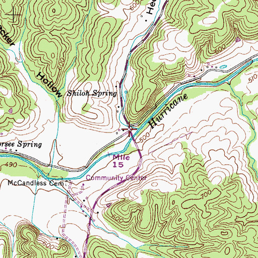 Topographic Map of Hedge Hollow, TN