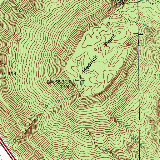 Topographic Map of Hedrick Point, TN