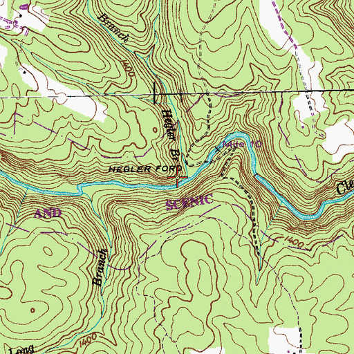 Topographic Map of Hegler Branch, TN