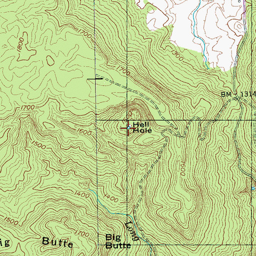 Topographic Map of Hell Hole, TN