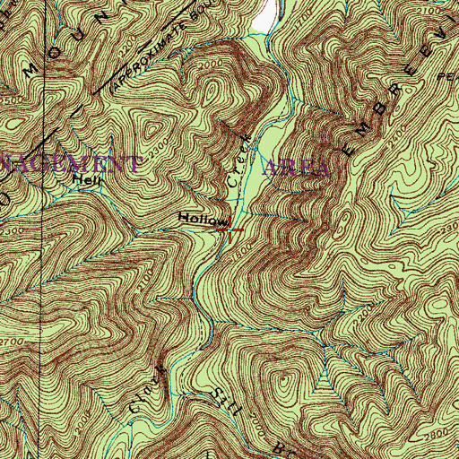 Topographic Map of Hell Hollow, TN