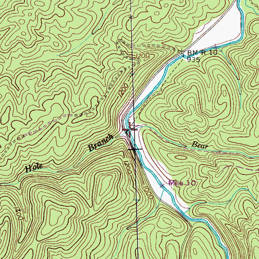 Topographic Map of Hells Hole Branch, TN
