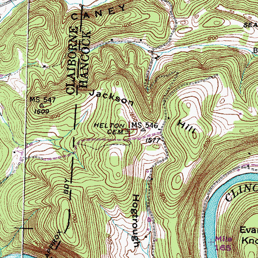 Topographic Map of Helton Cemetery, TN