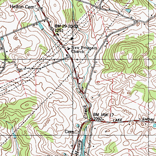 Topographic Map of Helton School, TN