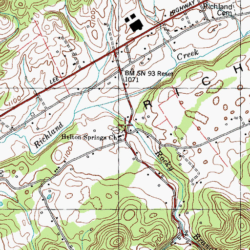 Topographic Map of Helton Springs Church, TN