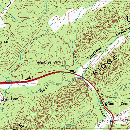 Topographic Map of Hembree Cemetery, TN