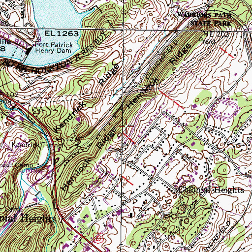 Topographic Map of Hemlock Ridge, TN
