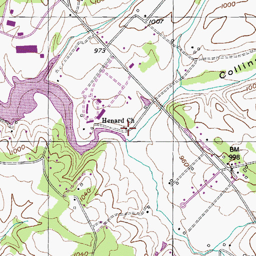 Topographic Map of Henard Church, TN